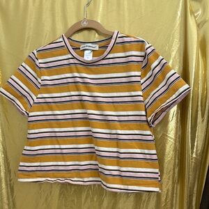 Forever 21 Mustard and Pink Striped Tee